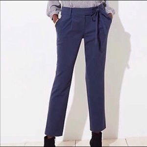 LOFT Shady Blue Slim Fit Tie Pants, Size 10P